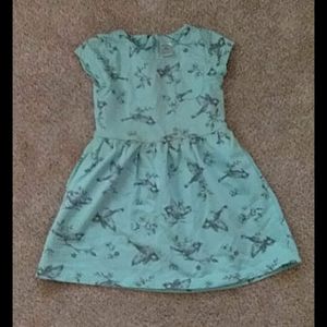 Kids size 4T dress. Teal with birds.